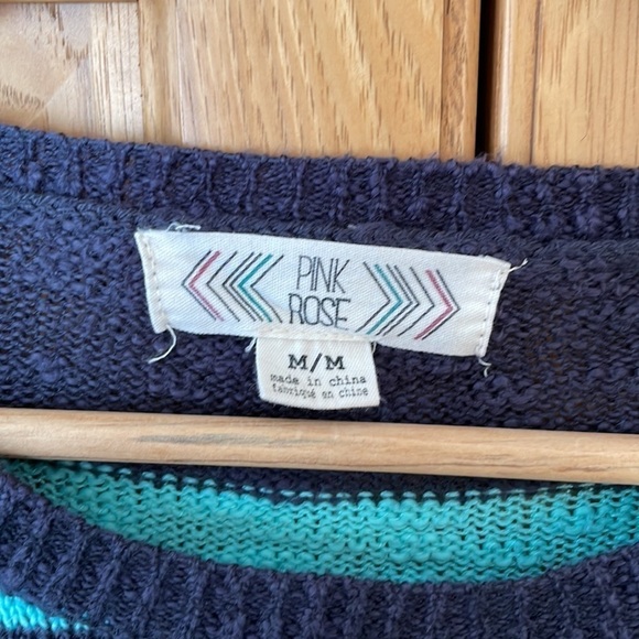 Pink Rose Striped Sweater size medium - Picture 2 of 5